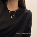 Shangjie OEM Vintage Metal Silver Heart Collier Punk Talerd Collier Silver Heart Colliers